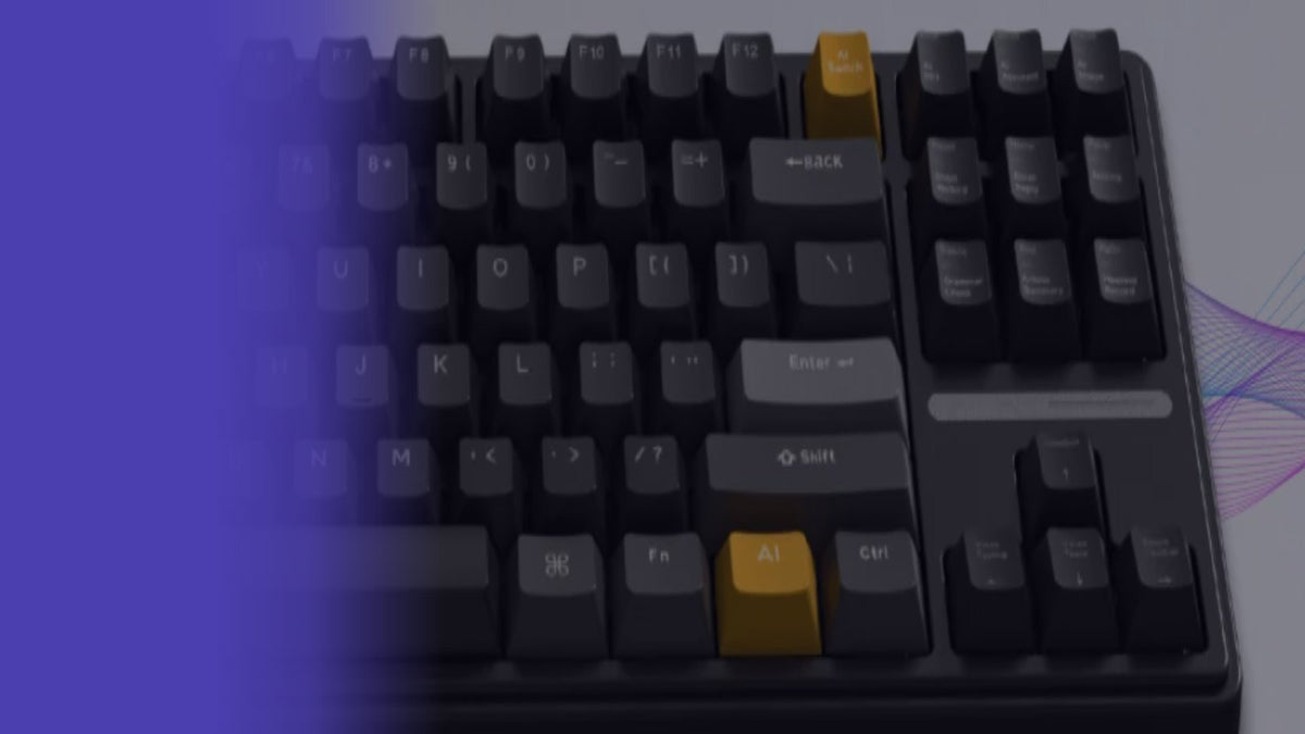 Virtusx Phronesis AI mechanical keyboard with its orange AI keys — Phronesis vs Logitech MX Keys